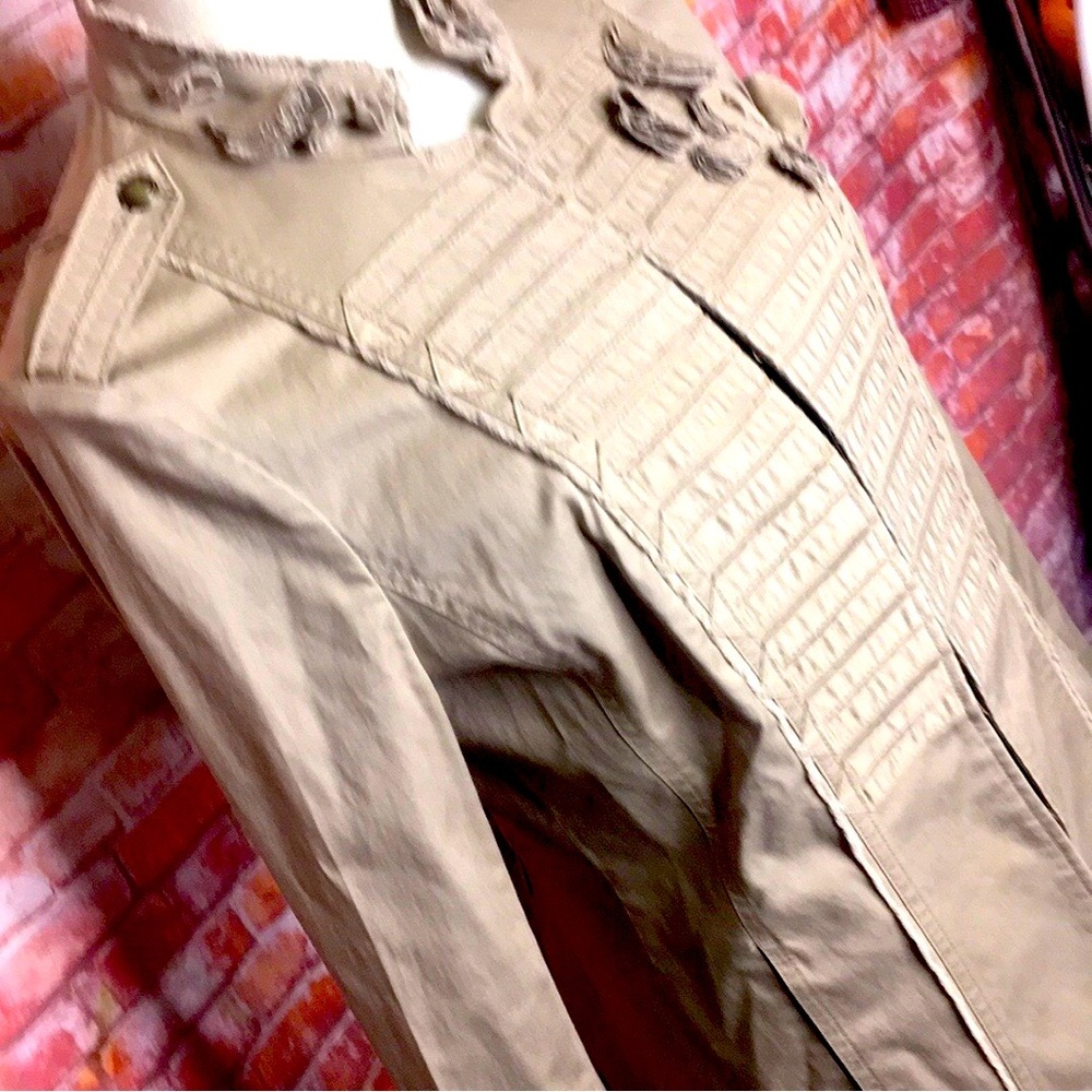 White house Black Market Khaki Tan  Twill Military Style Jacket - Picture 3 of 12